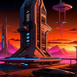cyberpunk retro futuristic for comics from far awaw