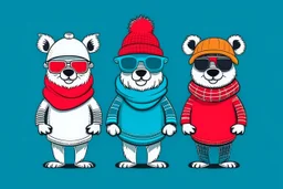 cool fun winter winter wear random design party animal theme simple 3 colours design