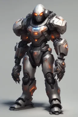 futuristic juggernaut with dual plasma battle axe and 4 plasma canon in the back