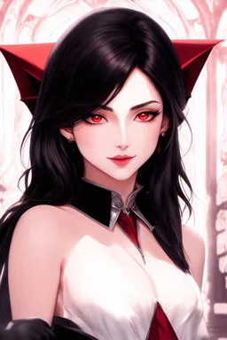 a vampire teen, female, red eyes, pretty, fantasy, medieval