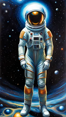 Full body alienígena antropomorfico con traje de astronauta óleo sobre lienzo impresionista calidad ultra hiperdetallado intrincado 12k