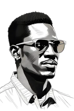 sketch of a black man wearing sunglasses