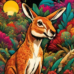 Kangaroo cómic art calidad ultra maximalista