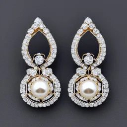 drop diamond and pearl earrings, art noveau, filigree, floral, breathtaking, highly ornate, delicate, intricate, photorealistic, high fashion, fine jewellery, luxury, designer