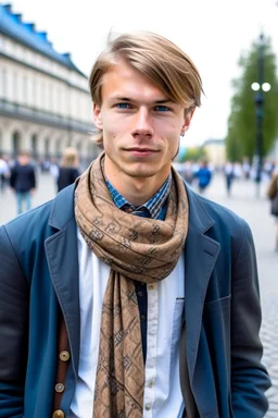 a 24 years old man at University in denmark in fancy clothes more masculin