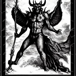 Devil demon satan king knights war code prophecy black and white ancient