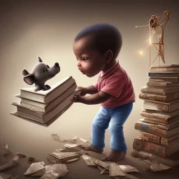 African American baby boy architect with books