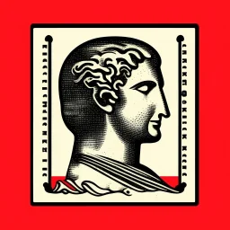 greek statue portrait logo bauhaus, stamp. Risography.