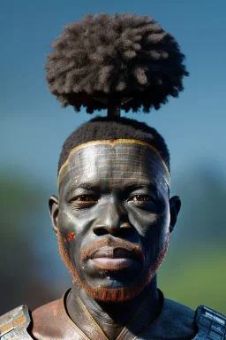 african head portrait, warrior costume, village, meditation, woods, galaxy sky, 8k quality