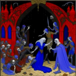 A purple undead puzzle painted by the Limbourg brothers