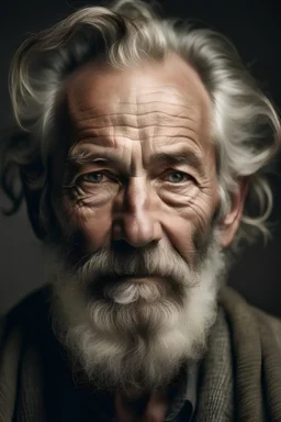 older man salt pepper hair beard heavy set kind eyes father noble