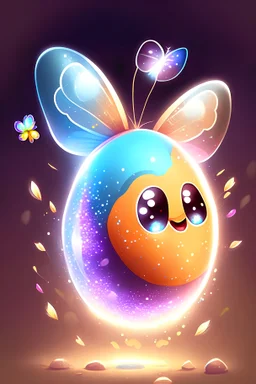 cartoon egg pfp character detailed cute butterfly glitter lightning