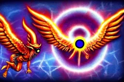 wings, freaky crazy evil eye with wings, laughing, flying, satan wings