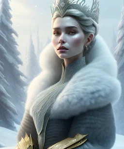 a fancy portrait of a snow Queen by Greg Rutkowski, Sung Choi, Mitchell Mohrhauser, Maciej Kuciara, Johnson Ting, Maxim Verehin, Peter Konig, 8k photorealistic, cinematic lighting, HD, high details, dramatic, atmosphereric, trending on artstation