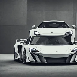 a white Mclaren 675LT in the raun