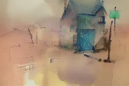Watercolour of English cottage in the style of john lovett