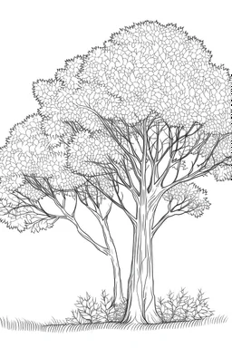 outline art for Trees coloring pages with sitch, white background, Sketch style, full body, only use outline, dementia patients style, clean line art, white background, no shadows and clear and well outlined.