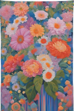 Naomi Okubo oil painting tufting tapestry exotic flowers bouquet