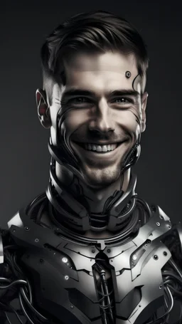 handsame smiling cyborg man