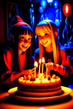 doğum günü kutlayan 2 kız