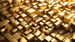 Hyper Realistic glowing golden blocks textured background