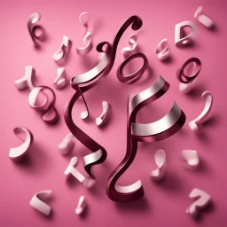 Hyper Realistic maroon-musical-notes on pink background