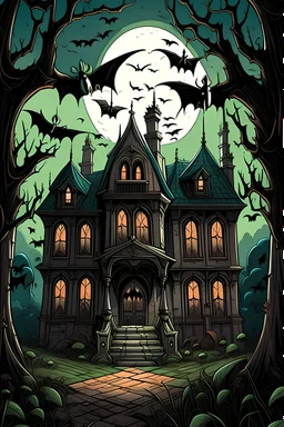 in a decrepit, abandoned mansion, a colony of bats has made their home. One Halloween night, a curious group of kids decides to explore the haunted mansion. Little do they know, the bats have some surprises in store for them