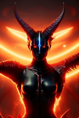 Demonic character, demon horns, demon tail, ominous, facepaint, waist up portrait, intricate, oil on canvas, masterpiece, expert, insanely detailed, 4k resolution, retroanime style, cute big circular reflective eyes, cinematic smooth, intricate detail , soft smooth lighting, soft pastel colors, painted Renaissance style