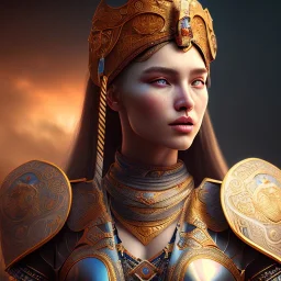 portrait of a warrior with ottoman beautiful girl themed armour, extremely detailed, UHD, 8k,The close-up camera effect,sharp focus, perfect position,hyperphotorealistic, unreal engine 5, octane render