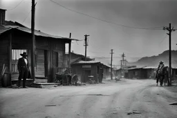[very impressive high res masterpiece in Kodak Eastman 5247, scene by László Krasznahorkai] the Black or Afro-American sheriff in the Wild West. A tale as rare and powerful as a shooting star in the night sky. Picture this: a lone figure, standing tall in the dusty streets of a frontier town, a badge gleaming on their chest, defying the odds and challenging the stereotypes of the time.