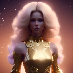 beautiful cosmic golden male, long hair, nice smiling, delicate colors, beautiful glamour galactic golden dress, ultra sharp focus, 8k, unreal engine 5, extremely sharp detail, light effect, soft light atmosphere of a spaceship, smooth, full of details, face in front, complete vision of face and body