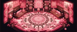 A pink magical casino with runes designed in Heidrun manuscripts