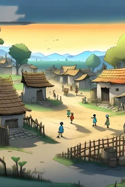 animation at the end of a village