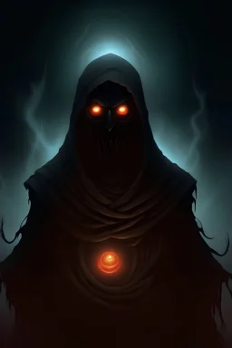 Generate an image prompt featuring a towering, ominous figure with a single, glowing eye. The figure is imposing and fearsome, with dark, shadowy features that inspire dread. Its solitary eye radiates an eerie light, casting a piercing gaze that sends shivers down the spine. Surrounding the figure is an aura of malevolence, hinting at its sinister nature and immense power.