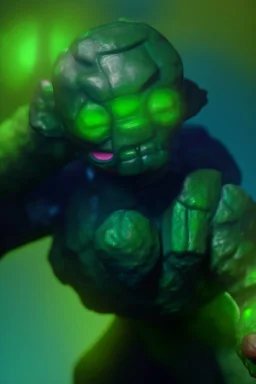 mutated green stone golem with a red tumor