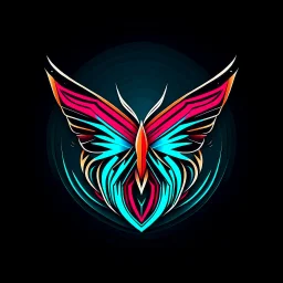 symetry!!, butterfly!!, view from a side, wings waving, logo, NFT, futuristic, curves, lines, simple, gradient, creative, falcon, eagle