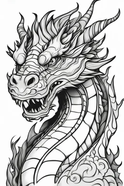 outline art for dragon coloring pages, white background, Sketch style, full body, only use outline, Mandala style,clean line art, white background, no shadows, and clear and well outlined