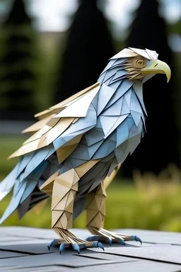 an origami eagle in a real world