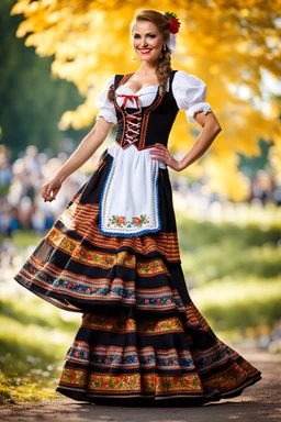 fullbody oktoberfest lady, outdoor, vladimir mukhin folk dancer