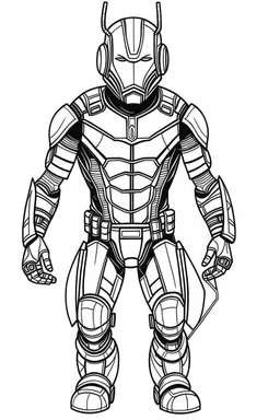 a cartoon image of antman large. kids coloring book. no color. thin crisp lines