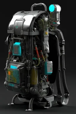 Robot, back pack, transparent, sci fi, punk, color