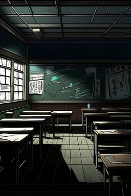 Japanese classroom back wall, anime style,blackbord