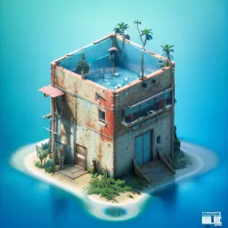 The Isometric Glass Tall Box Mini Model Little Real Island shape smooth Mixed Water Fall Under Ocean Sunshine Summer Background Blue Sea, The Last Of Us / Avatar, Octane Render / ZBrush, Cinematic, IMAX Film, Nikon D750, 16K, Autostereoscopy, Anthropomorphic, Golden Ratio, Geometry, Symmetric, Depth Of Field, Highly Detailed, Ultra Realistic, Beautiful Lighting, Halfrear Lighting, Soft Light, Candoluminescence, Cast Shadow, Reflective, Glow, Translucent, Normal Map, Carbonated --testp