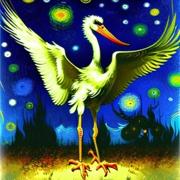  stork Bird by Van Gogh