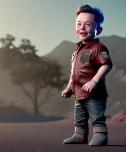 elon musk toddler, full body, delorean, dramatic lighting, hyper realistic