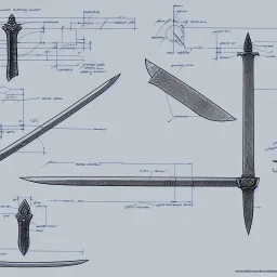 Full Blueprint sketch of one modern sword