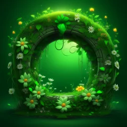 green portal with flowers