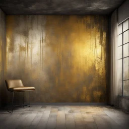 Hyper Realistic grungy-glowing-golden-scratched-blocked-wall textured studio-room