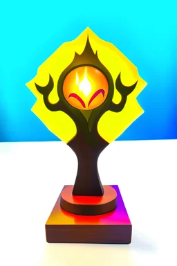 trophy made out of wood and acrylic using the 4 elements - inspired by elemental movie disney and pixar