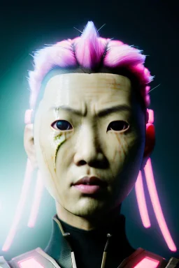 portrait, Asian cyborg woman, samurai warrior :: symmetry photography, cyberpunk style, cyborg eyes, pink hair :: wires connect, perfect eyes, samurai helmet, tiger mask, black samurai army, katana, ghost in the shell, pink, white, black, glow eyes, cinematic, Ultra realistic, dark scene, soft color, highly detailed, unreal engine 5, RTX, ultra detail, 3d, finely drawn, high definition.